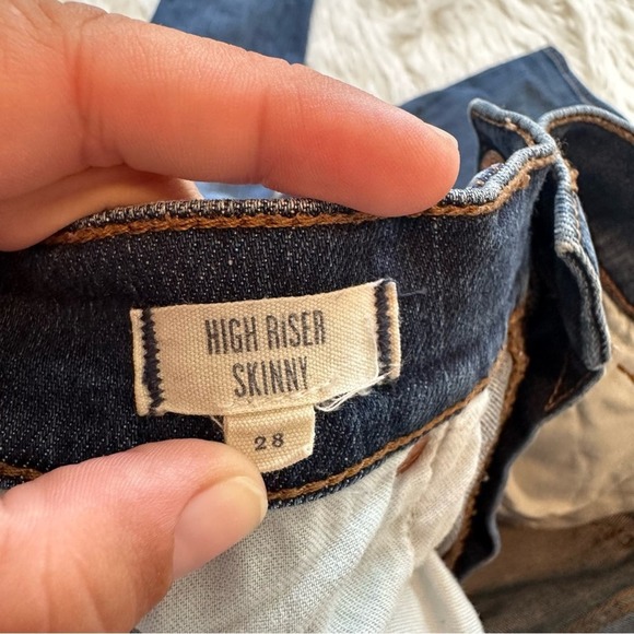 Madewell High Riser Skinny Dark Wash Distressed Ripped Denim Jeans Size 28 - Picture 3 of 6